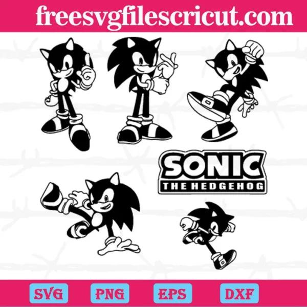 Sonic The Hedgehog Black And White Svg Bundle