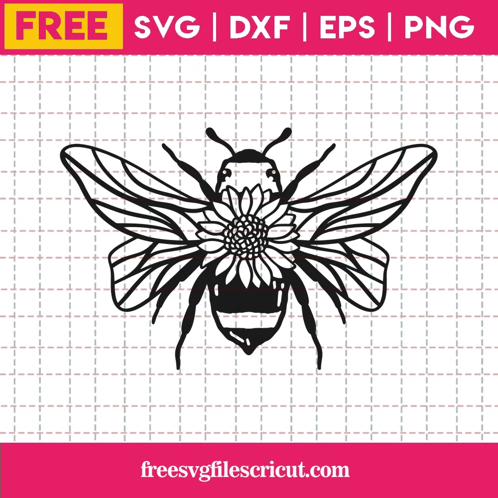 Free Sunflower Bee, SVG PNG DXF EPS Designs Download 