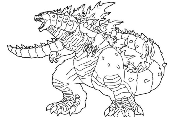 Godzilla Coloring Pages: Easy Godzilla Outline