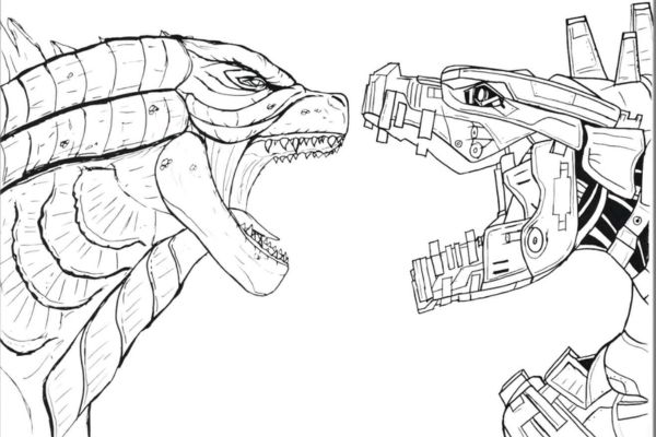 Godzilla Coloring Pages: Mechagodzilla Standoff