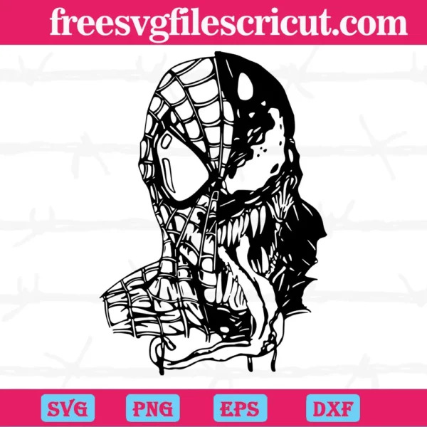 Spiderman and Venom Black and White SVG