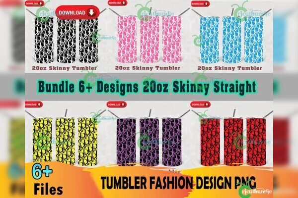 6 Dior Tumblers 20oz Skinny Bundle PNG