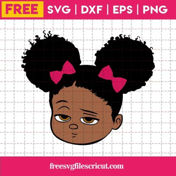 Afro Boss Baby Girl Head, Free Svg Files For Vinyl