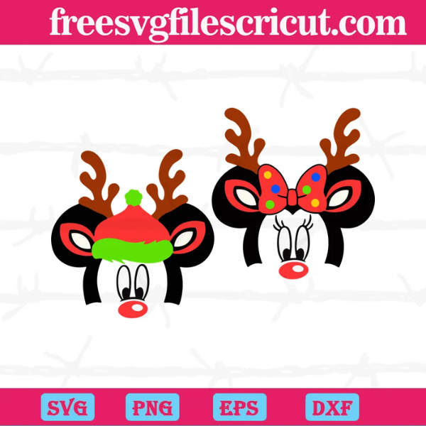 Mouse Ears Reindeers Christmas Holiday, Svg Files