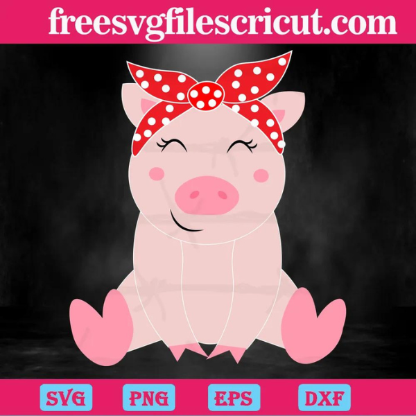 Cartoon Pink Pig Happy, Laser Cut Svg Files