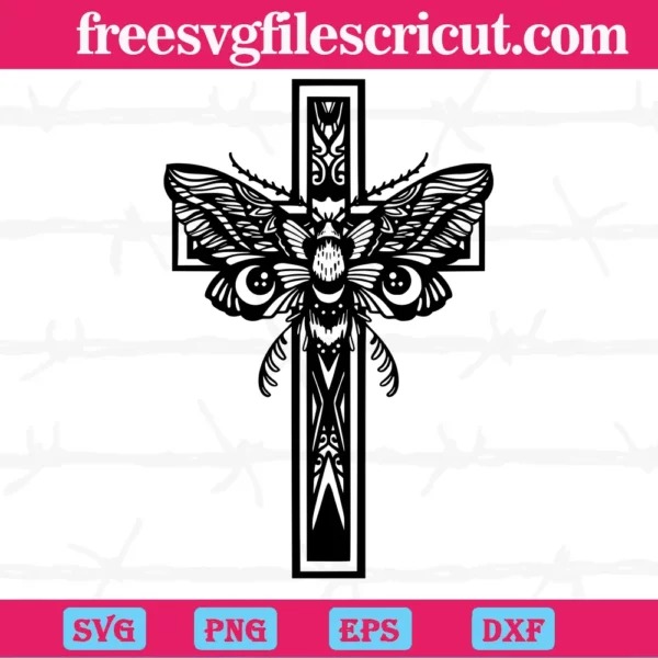 Christian Cross Butterfly, SVG PNG DXF EPS Cricut Silhouette