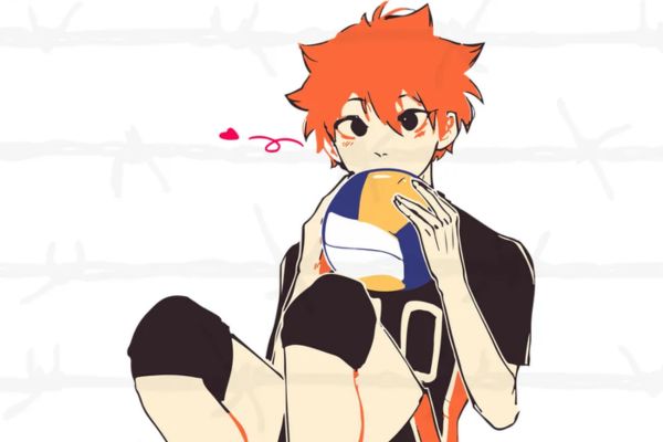 Cute Hinata Shoyo with Volleyball Anime Haikyuu, SVG PNG DXF EPS Digital Download