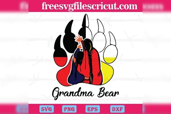 Grandma Bear Native American, SVG PNG DXF EPS Designs Download