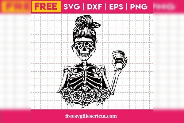 Messy Bun Skull Svg Free, Skeleton Svg