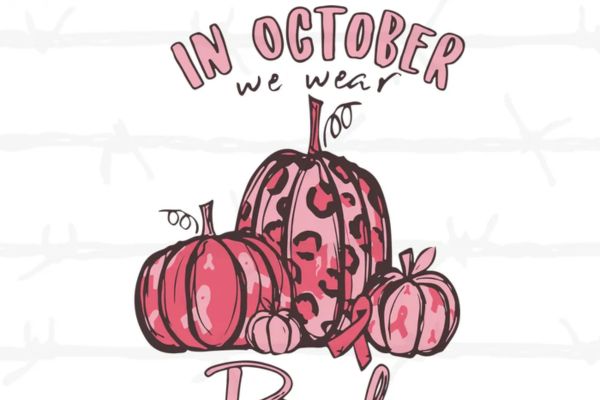 Pumpkin In October We Wear Pink Breast Cancer Awareness, Cuttable SVG Files